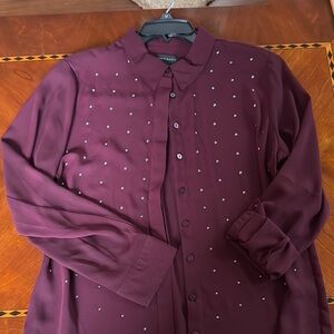 Burgundy Blouse with Stud Accents